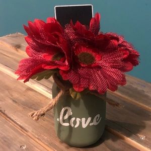 Rustic Mason Jar with faux flowers